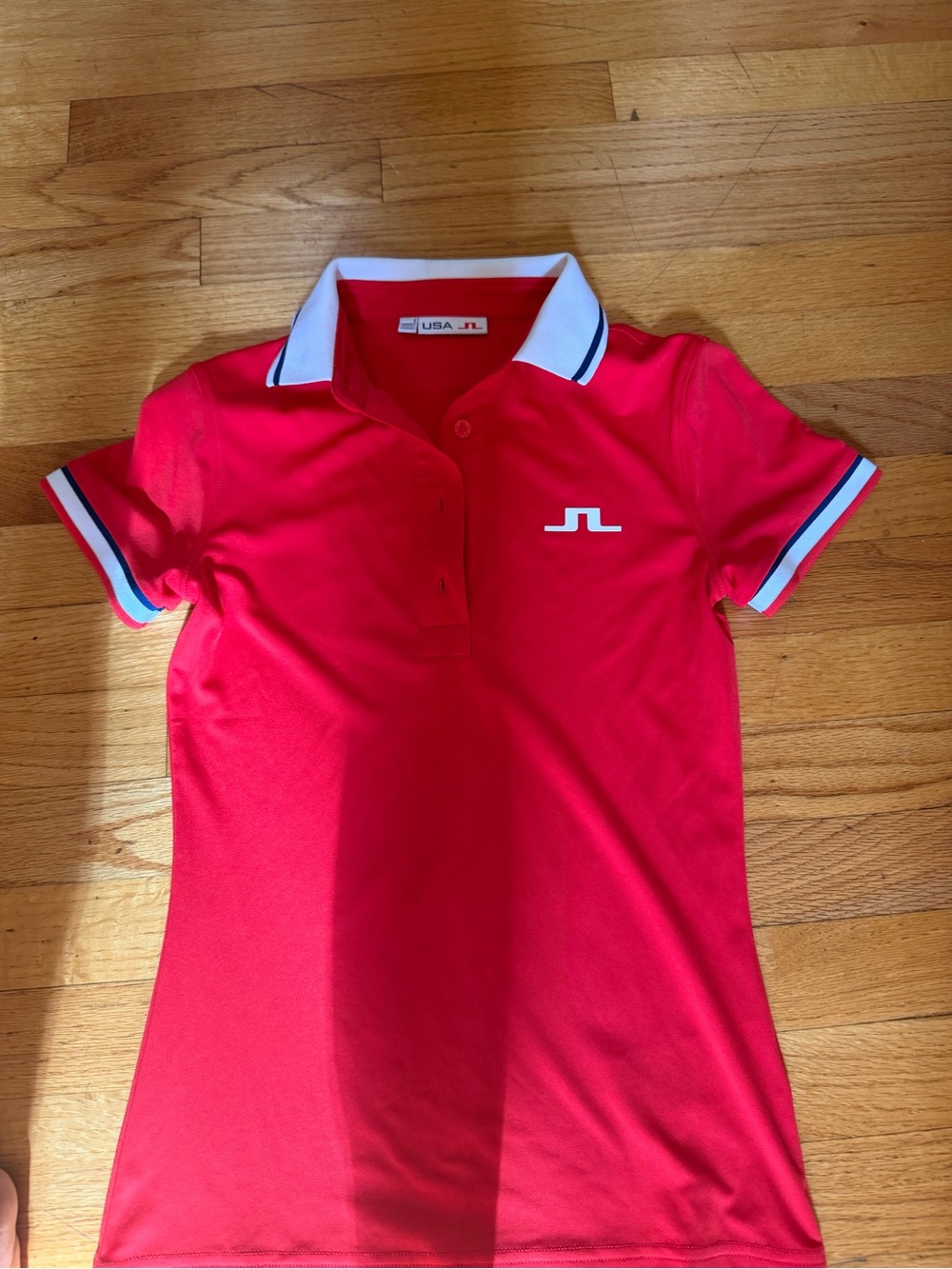 J.Lindeberg Bright Red Polo with White Contrast Collar